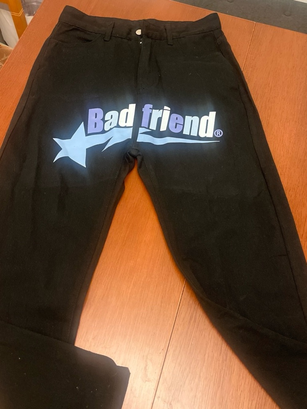 Men’s Straight Jeans in Black with Gradient Logo